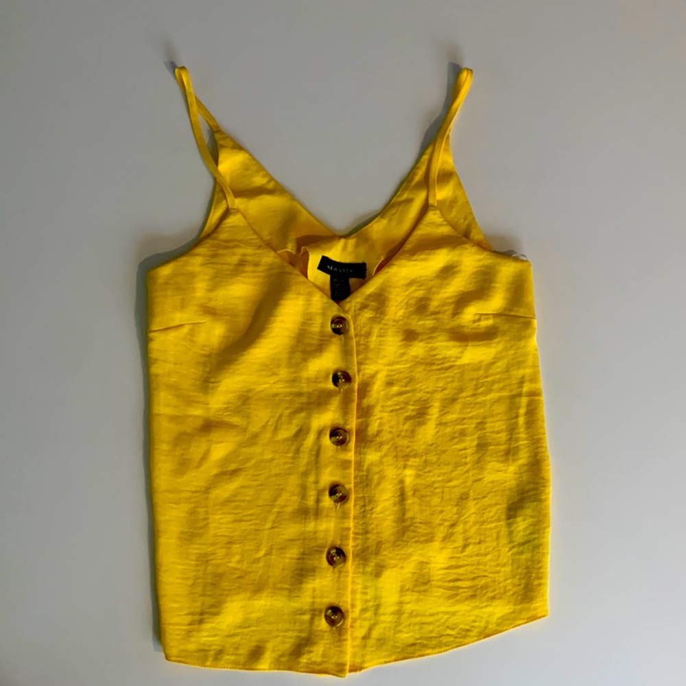 New Look from ASOS yellow button down tank top.